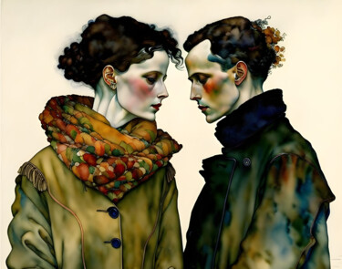 Digital Arts titled "Los amantes" by Pachonarte, Original Artwork, AI generated image