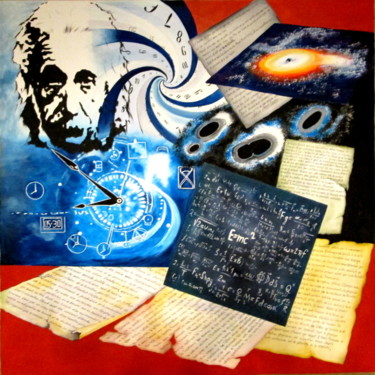 Painting titled "Albert Einstein" by Christian Pacaud, Original Artwork, Oil