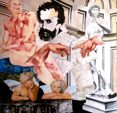 Schilderij getiteld "hommage à Michel An…" door Christian Pacaud, Origineel Kunstwerk, Olie