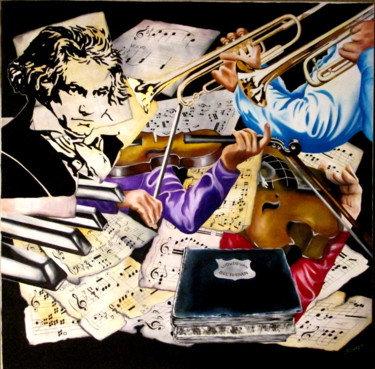 Painting titled "Ludwig-Van Beethoven" by Christian Pacaud, Original Artwork, Oil