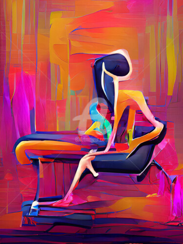 Digitale Kunst mit dem Titel "Mujer sentada" von Paco Fuente, Original-Kunstwerk, Digitale Malerei
