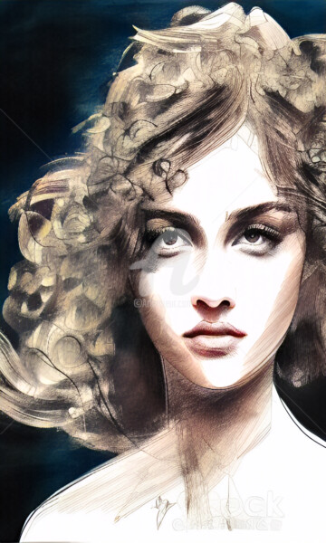 Digitale Kunst mit dem Titel "Mujer II" von Paco Fuente, Original-Kunstwerk, Fotomontage