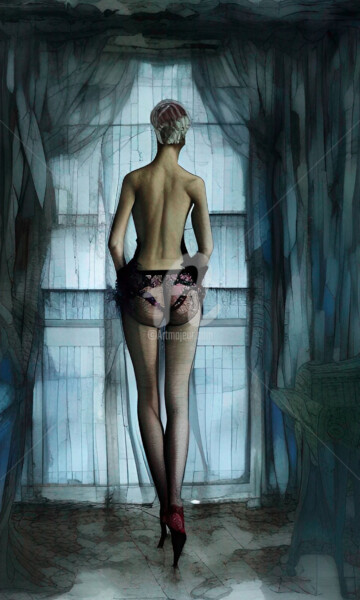 Arts numériques intitulée "Mujer de espaldas e…" par Paco Fuente, Œuvre d'art originale, Photo montage