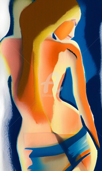Arte digitale intitolato "Mujer de espaldas" da Paco Fuente, Opera d'arte originale, Fotomontaggio