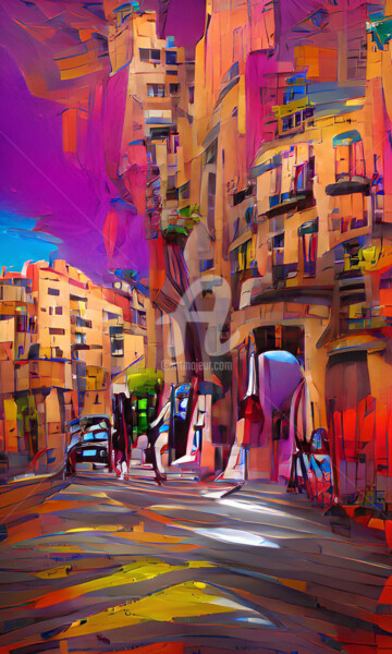 Digital Arts titled "Una calle LXXV" by Paco Fuente, Original Artwork, Photo Montage