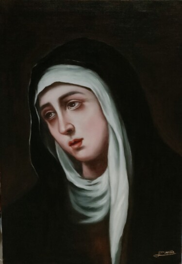 La dolorosa Painting titled "La dolorosa" by Francisco Moya, Original Art, Oil Mounted on Stretcher frame