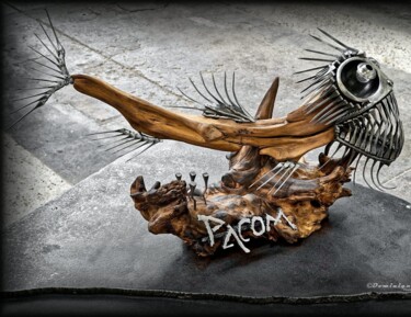 Sculpture titled "Piranha z" by Pacom, Original Artwork, Metals