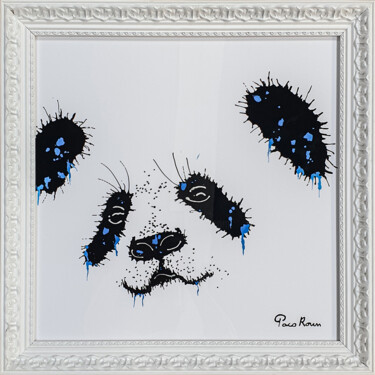 Schilderij getiteld "Funny Blue Pandy" door Pacoroum, Origineel Kunstwerk, Acryl Gemonteerd op Plexiglas