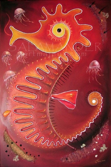 Peinture intitulée "HIPPOCAMPE" par Paco Salamander, Œuvre d'art originale, Huile