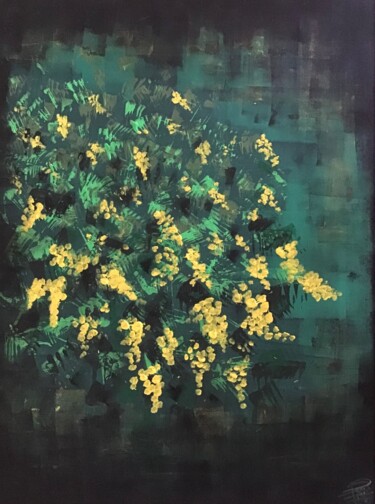 Painting titled "Mimosa" by Pacotille, Original Artwork, Acrylic Mounted on Wood Stretcher frame