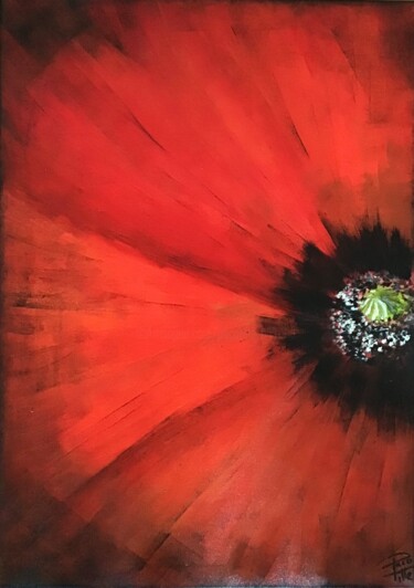 Schilderij getiteld "Gentil rouge" door Pacotille, Origineel Kunstwerk, Acryl Gemonteerd op Frame voor houten brancard