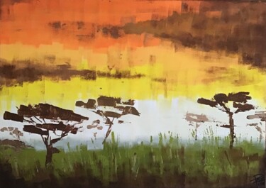 Painting titled "RastAfrica" by Pacotille, Original Artwork, Acrylic Mounted on Wood Stretcher frame