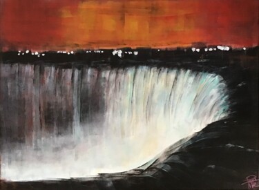 Painting titled "Niagara" by Pacotille, Original Artwork, Acrylic Mounted on Wood Stretcher frame