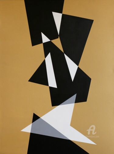 Painting titled "noir et beige" by Paddy, Original Artwork, Acrylic