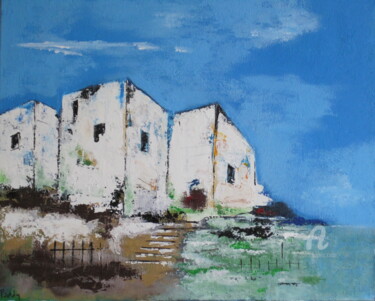 Peinture intitulée "petit village 2" par Paddy, Œuvre d'art originale, Acrylique