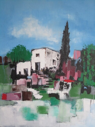 Картина под названием "un petit village" - Paddy, Подлинное произведение искусства