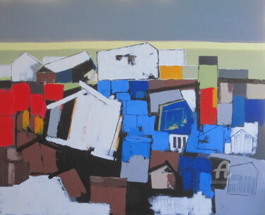 Painting titled "urbanisme gallopant" by Paddy, Original Artwork, Acrylic