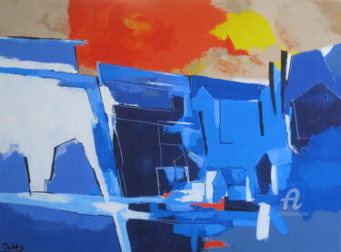 Peinture intitulée "bleu azur" par Paddy, Œuvre d'art originale, Acrylique
