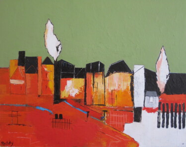 Peinture intitulée "ville imaginaire 3" par Paddy, Œuvre d'art originale