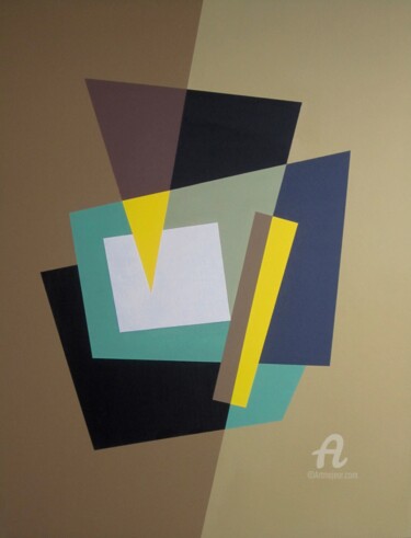 Painting titled "triangle jaune" by Paddy, Original Artwork, Acrylic