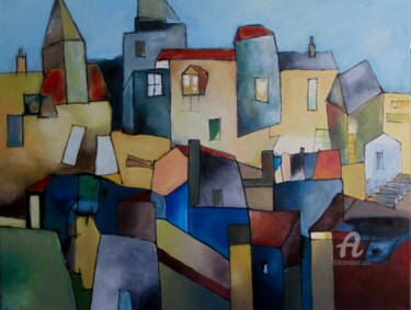 Painting titled "De ma fenêtre" by Paddy, Original Artwork, Acrylic