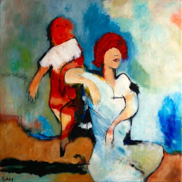 Pintura titulada "la femme à la poupée" por Paddy, Obra de arte original, Acrílico