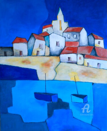 Painting titled "un air de Ferragudo" by Paddy, Original Artwork, Acrylic
