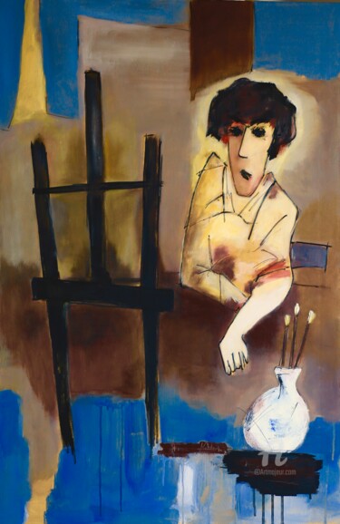Painting titled "l'angoisse du peint…" by Paddy, Original Artwork, Acrylic