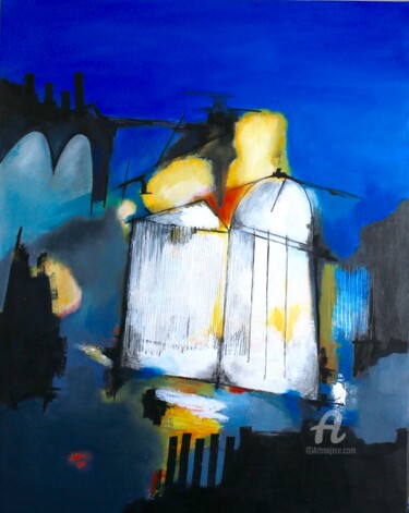 Pintura intitulada "Bleu comme L'espoir…" por Paddy, Obras de arte originais, Acrílico