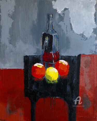 Painting titled "La bouteille à moit…" by Paddy, Original Artwork, Acrylic