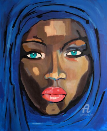 Painting titled "La bedouine" by Paddy, Original Artwork, Acrylic