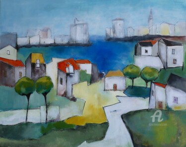 Peinture intitulée "Le port de La Roche…" par Paddy, Œuvre d'art originale, Acrylique