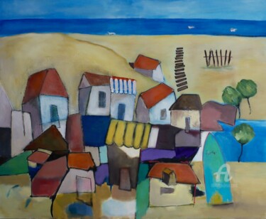 Malerei mit dem Titel "Surf and sea a Laca…" von Paddy, Original-Kunstwerk, Acryl