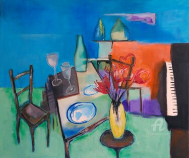 Pintura intitulada "Dejeuner chez Matis…" por Paddy, Obras de arte originais, Acrílico