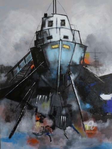 Peinture intitulée "En Cale Sèche 2" par Paddy, Œuvre d'art originale, Acrylique