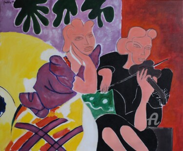 Malerei mit dem Titel "La violoniste" von Paddy, Original-Kunstwerk, Acryl