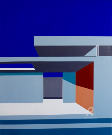 Painting titled "Le Corbusier" by Paddy, Original Artwork, Acrylic Mounted on Wood Stretcher frame