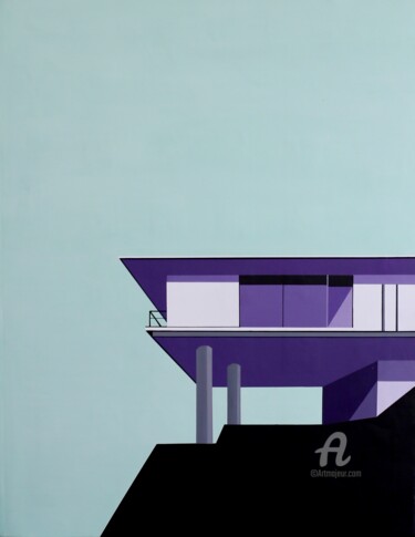 Картина под названием "La maison Pilotis" - Paddy, Подлинное произведение искусства, Акрил Установлен на Деревянная рама для…