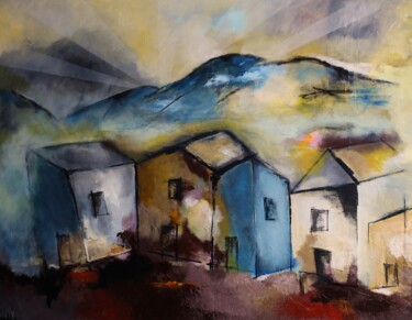 Painting titled "les cabanes du plat…" by Paddy, Original Artwork, Acrylic Mounted on Wood Stretcher frame