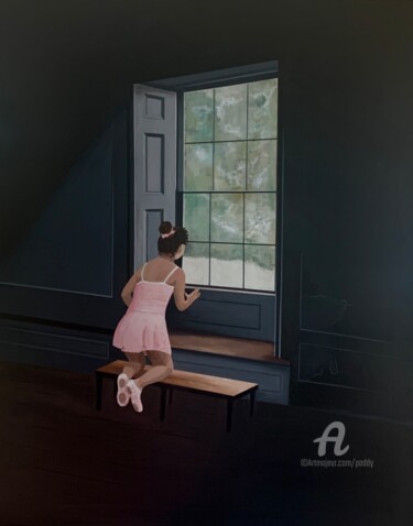 Painting titled "La ballerine" by Paddy, Original Artwork, Oil Mounted on Wood Stretcher frame