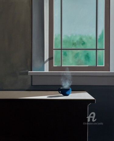 Malerei mit dem Titel "la tasse bleue" von Paddy, Original-Kunstwerk, Acryl Auf Keilrahmen aus Holz montiert