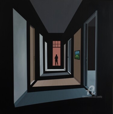 Painting titled "J'arrive" by Paddy, Original Artwork, Acrylic Mounted on Wood Stretcher frame