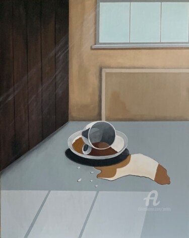 Картина под названием "La tasse renversée" - Paddy, Подлинное произведение искусства, Акрил Установлен на Деревянная рама дл…
