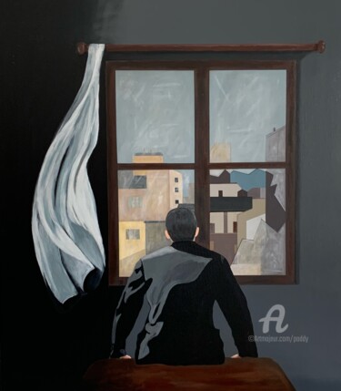 Malarstwo zatytułowany „Par la vitre brisée” autorstwa Paddy, Oryginalna praca, Akryl Zamontowany na Drewniana rama noszy