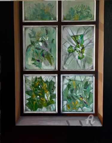 Картина под названием "Par delà des vitres…" - Paddy, Подлинное произведение искусства, Акрил Установлен на Деревянная рама…