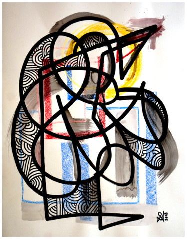 Peinture intitulée "Feuille de Piaf #16" par Paf Le Piaf, Œuvre d'art originale, Encre