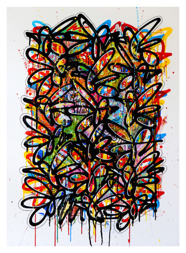 Peinture intitulée "Grande Toile de pia…" par Paf Le Piaf, Œuvre d'art originale, Acrylique