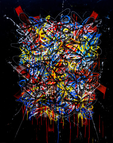 Malerei mit dem Titel "Toile de piaf #25" von Paf Le Piaf, Original-Kunstwerk, Acryl