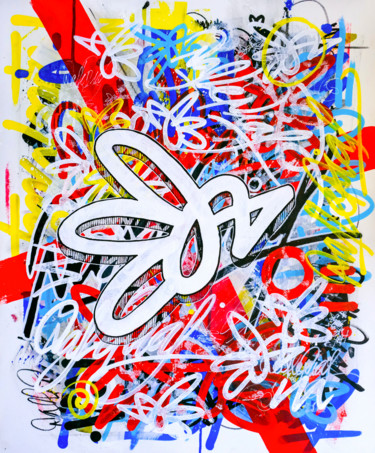 Malerei mit dem Titel "Toile de piaf #26" von Paf Le Piaf, Original-Kunstwerk, Acryl