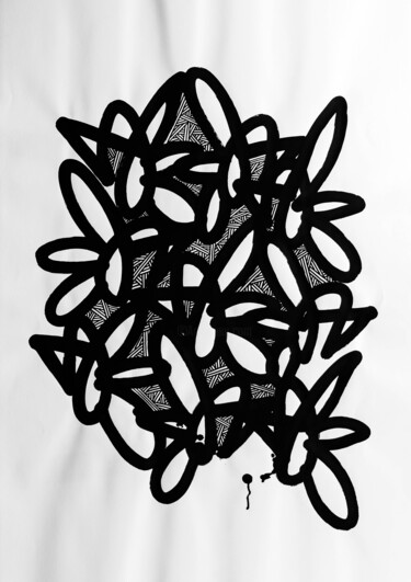Картина под названием "Grande Feuille de P…" - Paf Le Piaf, Подлинное произведение искусства, Чернила